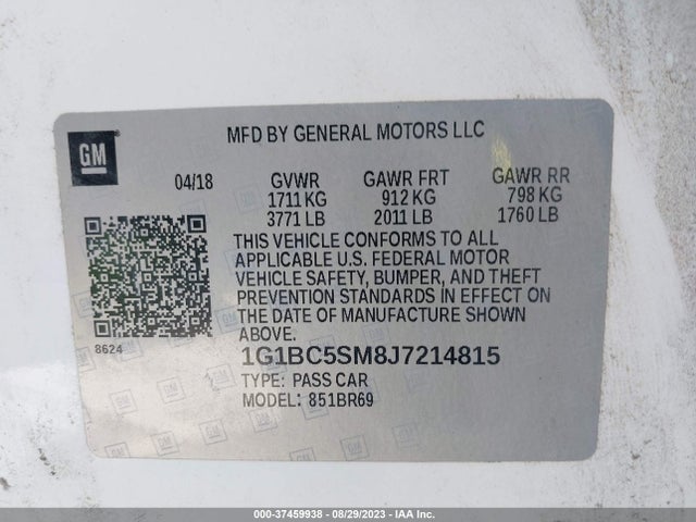 Chevrolet CRUZE LS 2018 1G1BC5SM8J7214815 Image 9