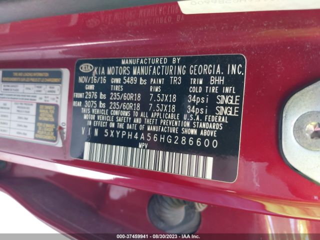 5XYPH4A56HG286600 KIA Sorento Ex V6