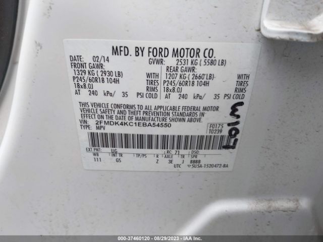 2FMDK4KC1EBA54550 Ford Edge Limited