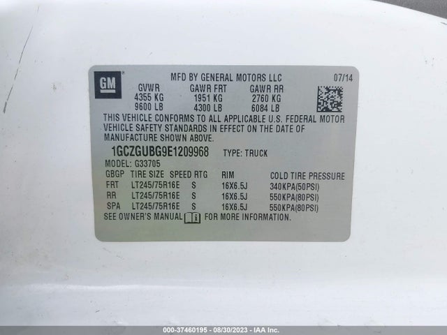 Chevrolet EXPRESS CARGO VAN 2014 1GCZGUBG9E1209968 Image 9