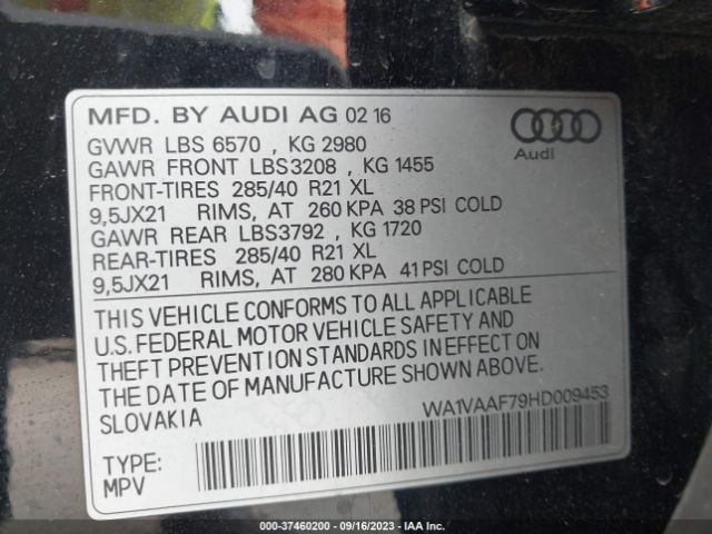 WA1VAAF79HD009453 Audi Q7 3.0t Premium