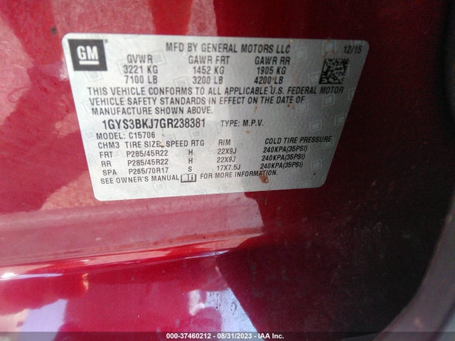 1GYS3BKJ7GR238381 Cadillac Escalade Luxury Collection