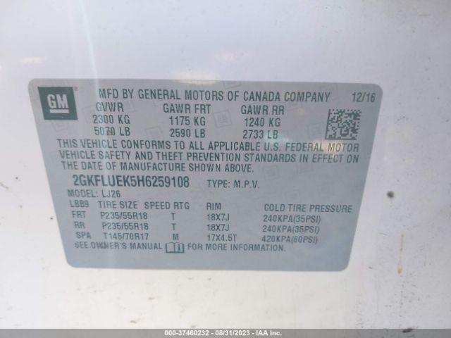 2GKFLUEK5H6259108 GMC Terrain Slt