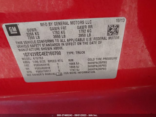 1GTV2VEC4EZ160790 GMC Sierra 1500 Slt