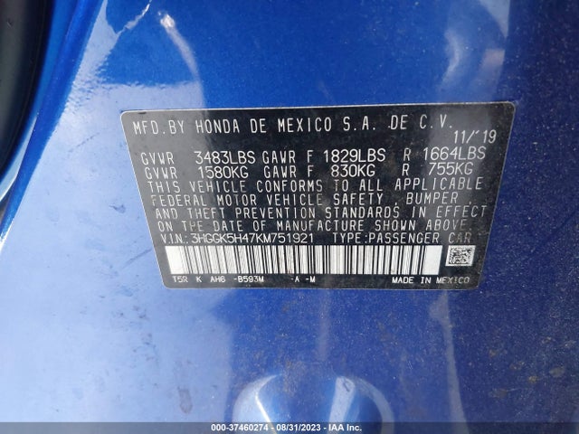 Honda FIT LX 2019 3HGGK5H47KM751921 Image 9