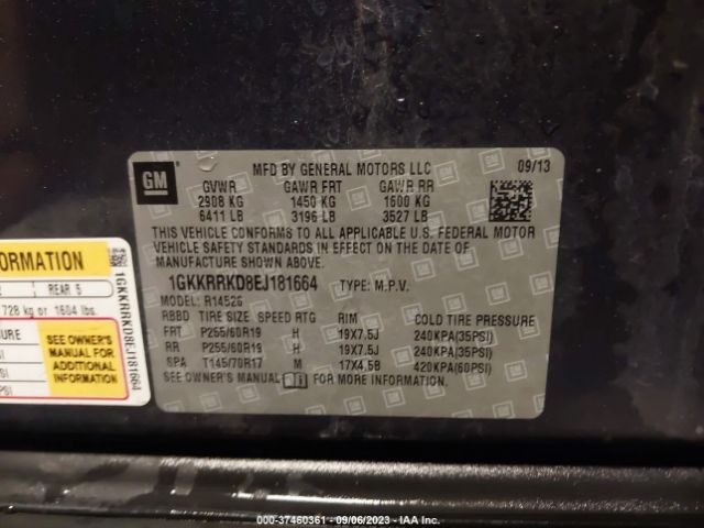 1GKKRRKD8EJ181664 GMC ACADIA SLT