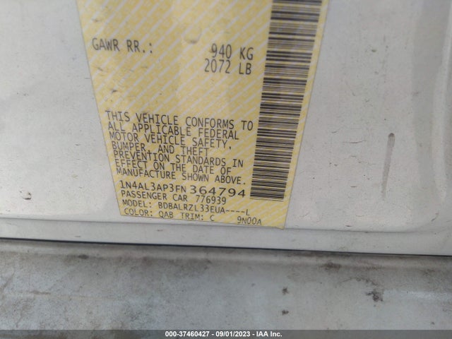 Nissan Altima 2.5 Sl 2015 1N4AL3AP3FN364794 Image 10