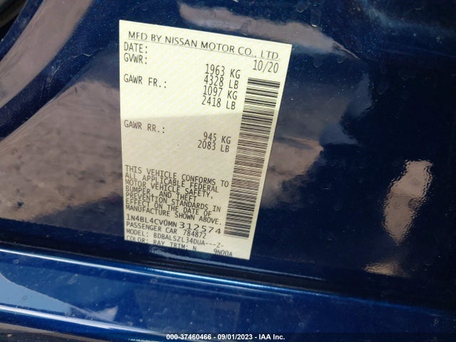 Nissan Altima 2.5 Sr 2021 1N4BL4CV0MN312574 Image 9