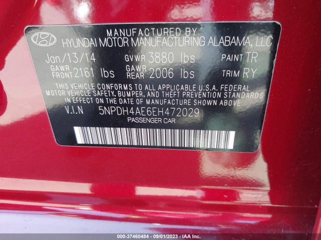 Hyundai Elantra Limited 2014 5NPDH4AE6EH472029 Image 9