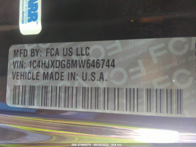 1C4HJXDG6MW646744 Jeep Wrangler Unlimited Sport Altitude