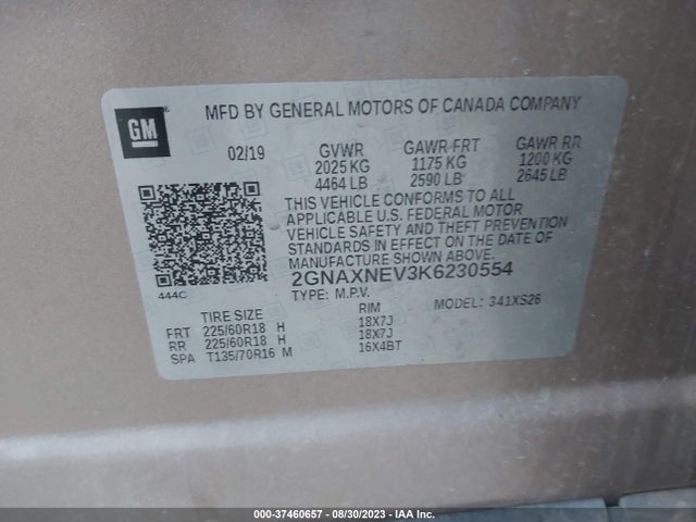 Chevrolet Equinox Premier 2019 2GNAXNEV3K6230554 Image 9