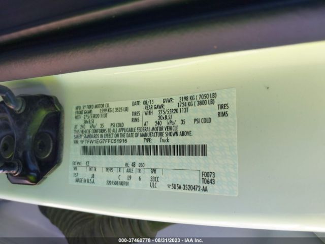 1FTFW1EG7FFC51916 Ford F-150 Xlt W