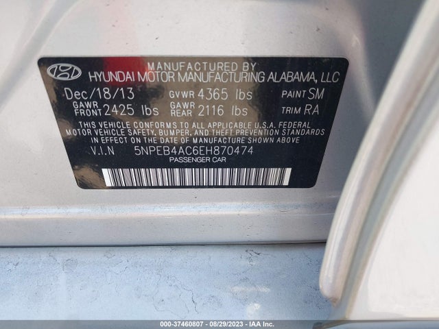 Hyundai SONATA GLS 2014 5NPEB4AC6EH870474 Image 9