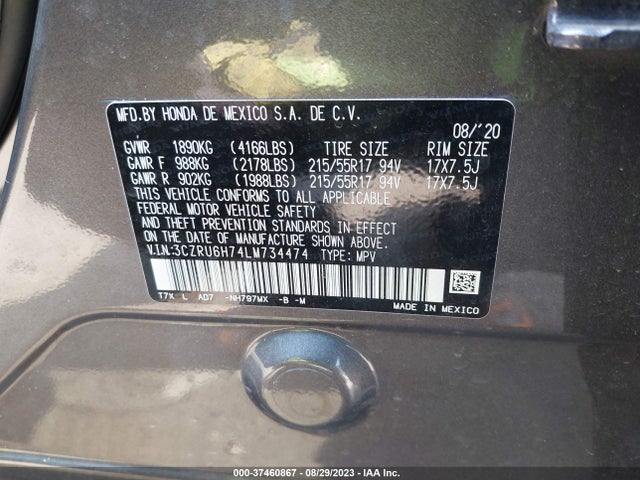 Honda Hr-v Ex-l 2020 3CZRU6H74LM734474 Image 9
