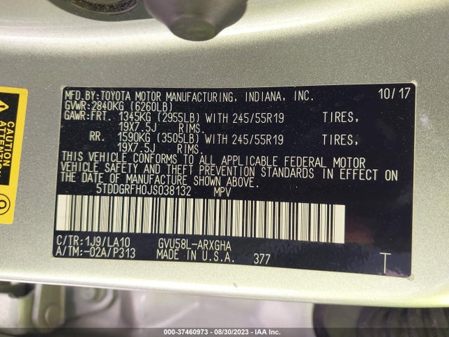 Toyota Highlander Hybrid Limited 2018 5TDDGRFH0JS038132 Image 9