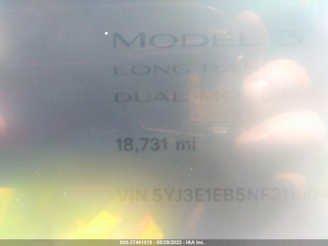 Tesla Model 3 Long Range 2022 5YJ3E1EB5NF311804 Image 7