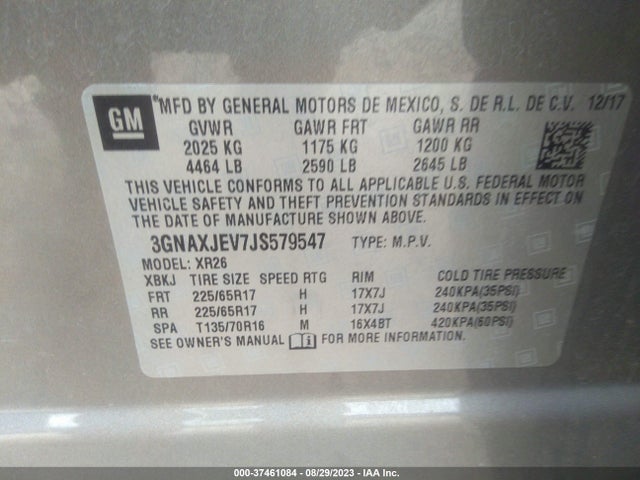Chevrolet EQUINOX LT 2018 3GNAXJEV7JS579547 Image 9