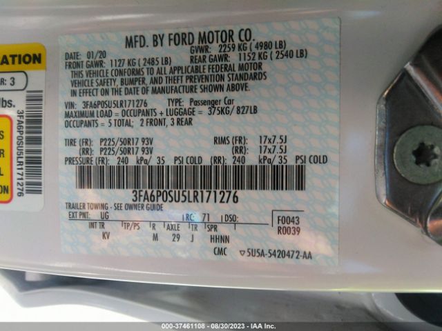3FA6P0SU5LR171276 Ford Fusion Energi Titanium