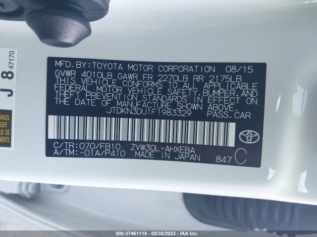 Toyota Prius Four 2015 JTDKN3DU1F1983329 Image 9