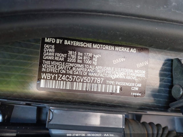 2016 BMW i3, VIN: WBY1Z4C57GV507787