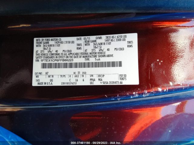 1FTEX1CP6FFB66223 Ford F-150 Xl/lariat/xlt