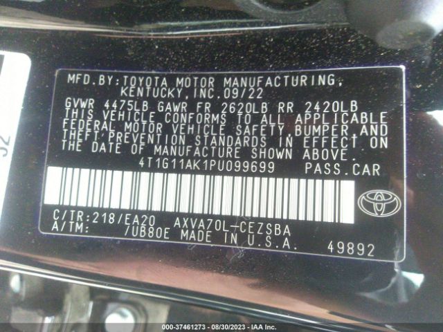 4T1G11AK1PU099699 Toyota Camry Se/se Nightshade