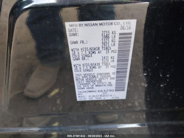 5N1AR2MM6GC663290 Nissan Pathfinder Sv