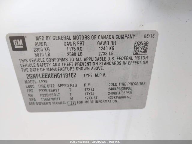 Chevrolet EQUINOX LS 2017 2GNFLEEK0H6118102 Image 9