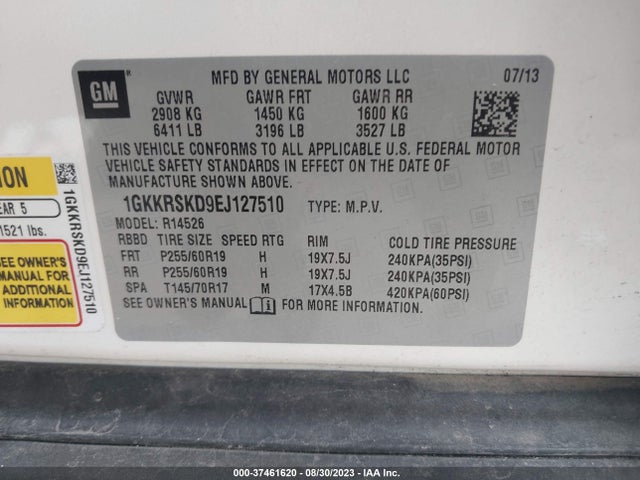 1GKKRSKD9EJ127510 GMC Acadia Slt-2