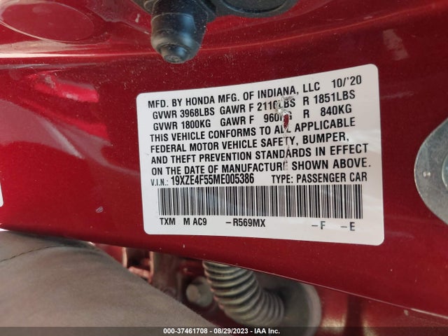 Honda INSIGHT EX 2021 19XZE4F55ME005386 Image 15