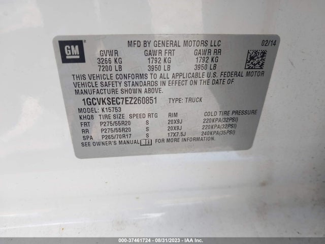 Chevrolet Silverado 1500 Ltz 2014 1GCVKSEC7EZ260851 Image 9