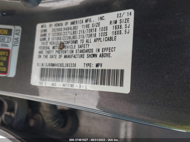 Honda CR-V LX 2014 5J6RM4H3XEL060336 Image 9