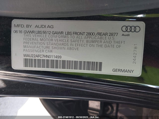 WAU22AFC7HN011499 Audi A7 Prestige
