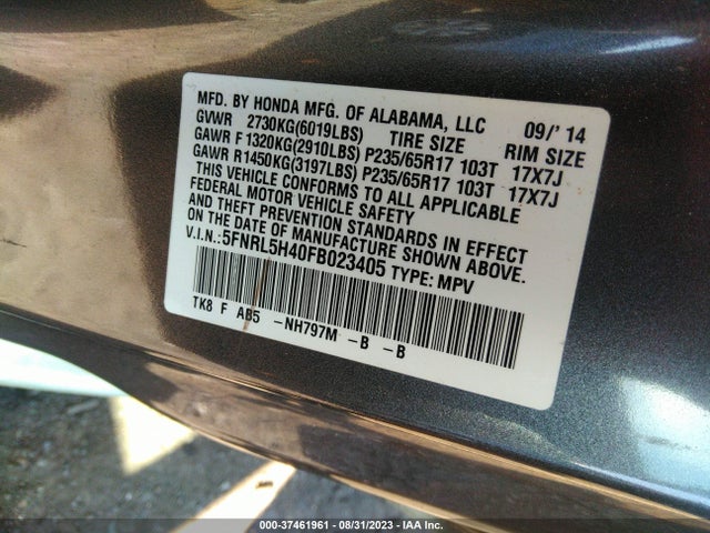 Honda ODYSSEY EX 2015 5FNRL5H40FB023405 Image 25