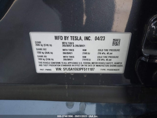 Tesla Model S Plaid 2023 5YJSA1E63PF511187 Image 17