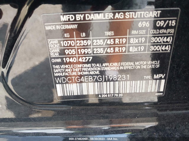 WDCTG4EB7GJ198231 Mercedes-Benz Gla Gla 250
