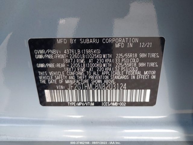JF2GTHMC8N8203124 Subaru Crosstrek Limited
