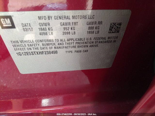 Chevrolet MALIBU LT 2017 1G1ZE5STXHF238498 Image 9