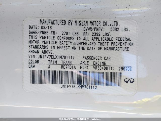 JN1FV7ELXHM701112 Infiniti Q60 3.0t Red Sport 400