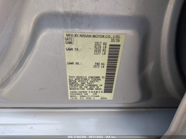 2017 NISSAN ALTIMA 2.5 SV VIN: 1N4AL3AP6HC144824