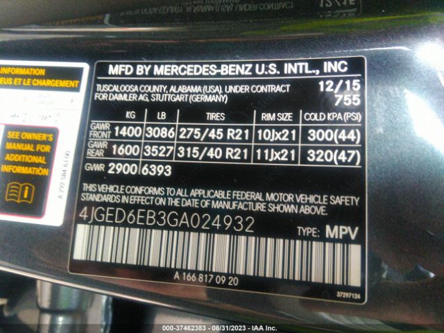 4JGED6EB3GA024932 Mercedes-Benz Gle Gle 450 Amg