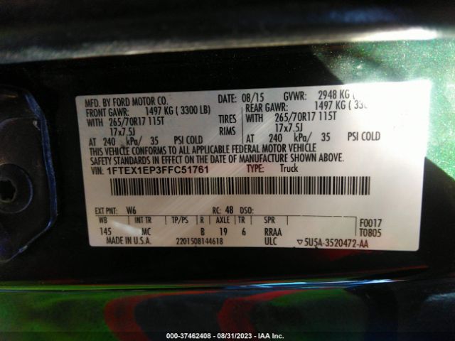 1FTEX1EP3FFC51761 Ford F-150 Xlt/xl/lariat