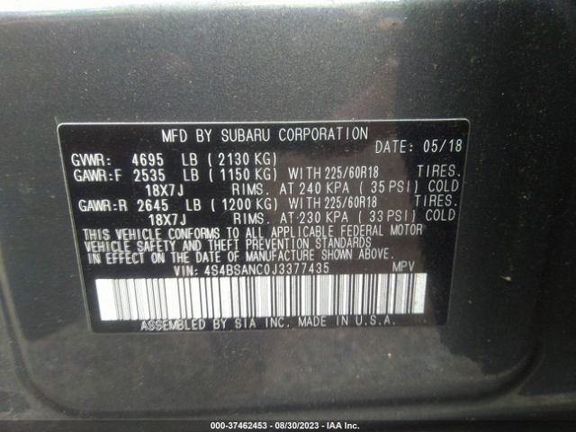 4S4BSANC0J3377435 Subaru Outback Limited