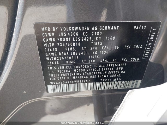 WVGAV3AX9EW522497 Volkswagen Tiguan Sel