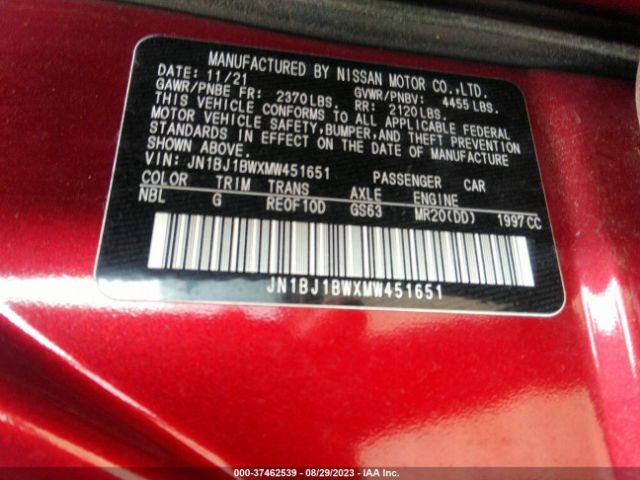 JN1BJ1BWXMW451651 Nissan Rogue Sport Sv
