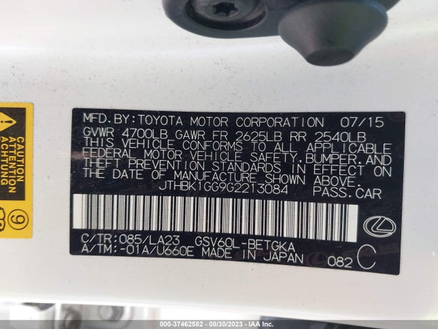 JTHBK1GG9G2213084 Lexus ES 350