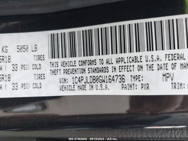 1C4PJLDB0GW164736 Jeep Cherokee Limited