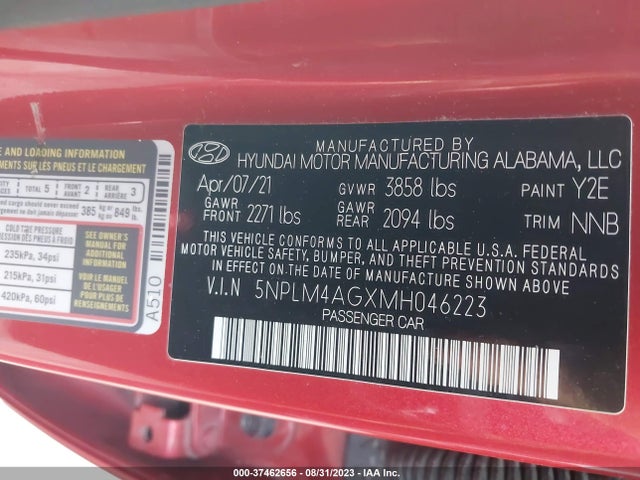 Hyundai ELANTRA SEL 2021 5NPLM4AGXMH046223 Image 9