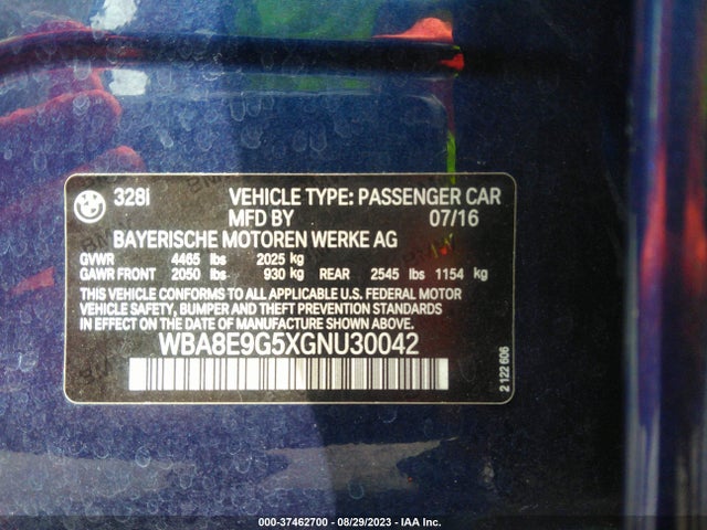 BMW 3 Series 328i 2016 WBA8E9G5XGNU30042 Image 9