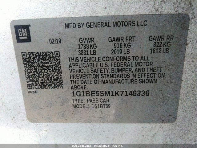 Chevrolet CRUZE LT 2019 1G1BE5SM1K7146336 Image 9